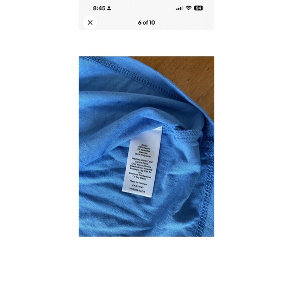 Talbots Women's Petite Lg Pleated-Sleeve Crewneck Shirt Top/Blouse Blue NWT - Picture 6 of 10